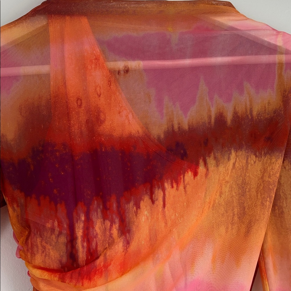 Zara Pink and Orange Tie-Dye Blouse - Picture 3 of 4
